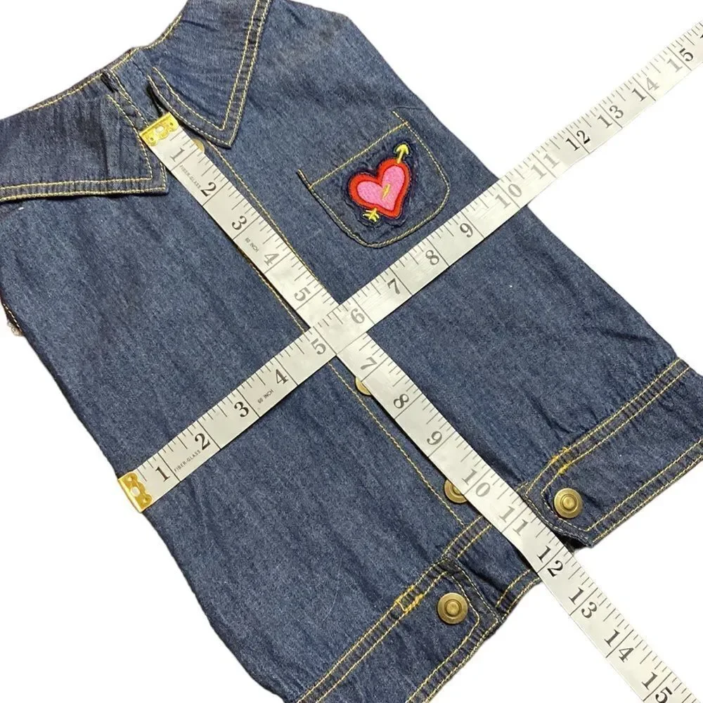 Denim Dog Vest Heart Embroidery Jacket